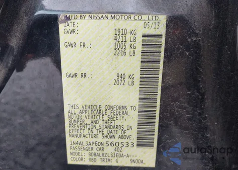 2013 Nissan Altima 2.5 S from USA, damaged, VIN 1N4AL3AP6DN560533